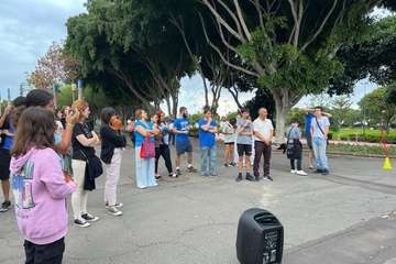  Un mural comunitario crea conciencia medioambiental desde el auditorio del parque de San Juan (Telde)/TA.